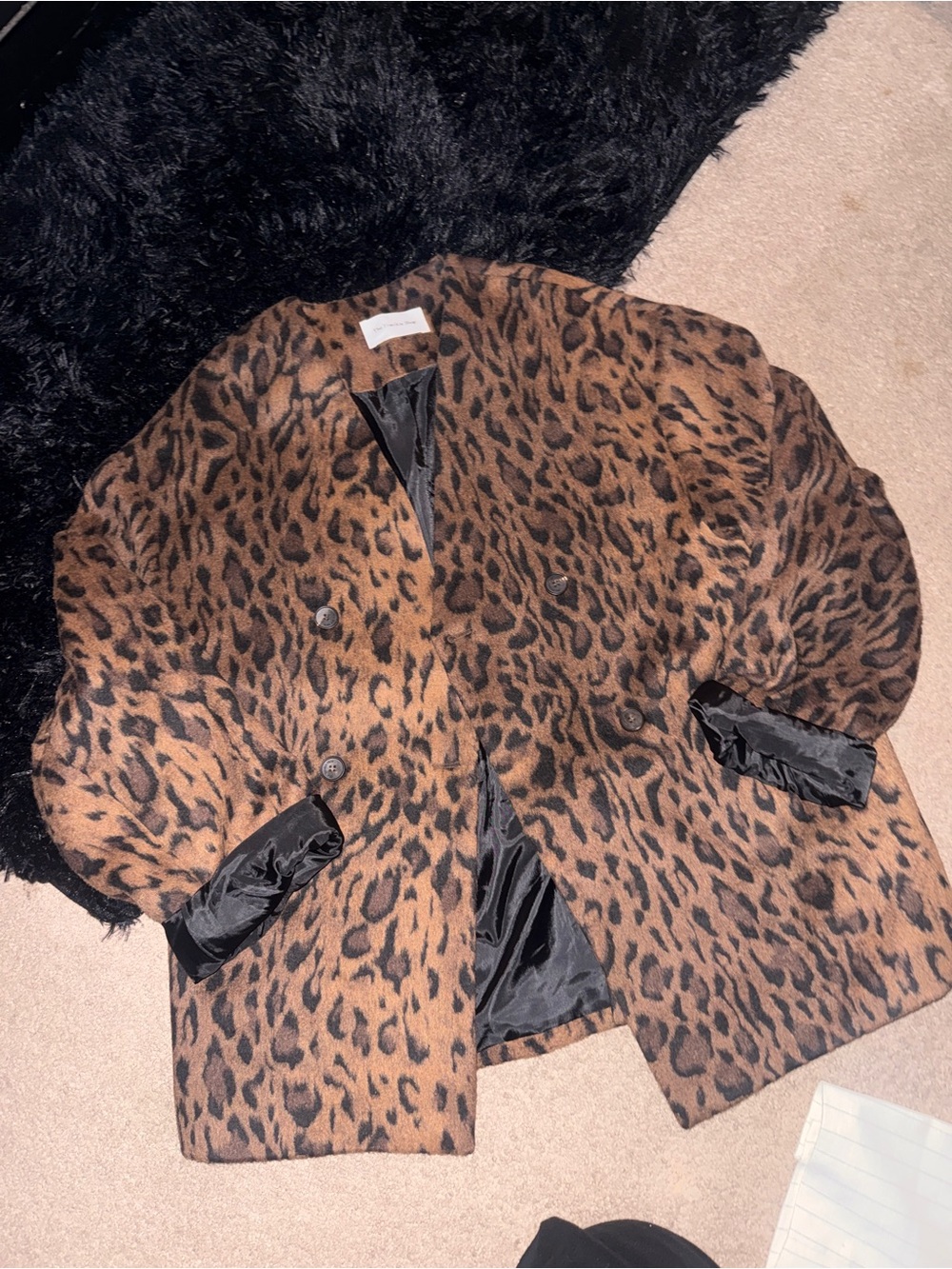 Frankie Shop Leopard Print Pea Coat in Brown and Black one size